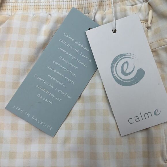 Calme by Johnny Was Cream and White Gingham Elements Travel Shorts size S NWT - Picture 12 of 14